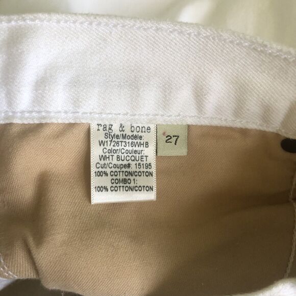 Rag & Bone Marilyn Crop White Bucquet Trim Women's Jeans Sz 27 - Picture 9 of 9